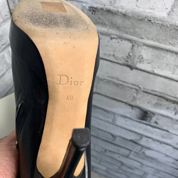 Dior Black Leather Bootie Platform Stiletto Ankle Short Boots - Picture 12 of 14